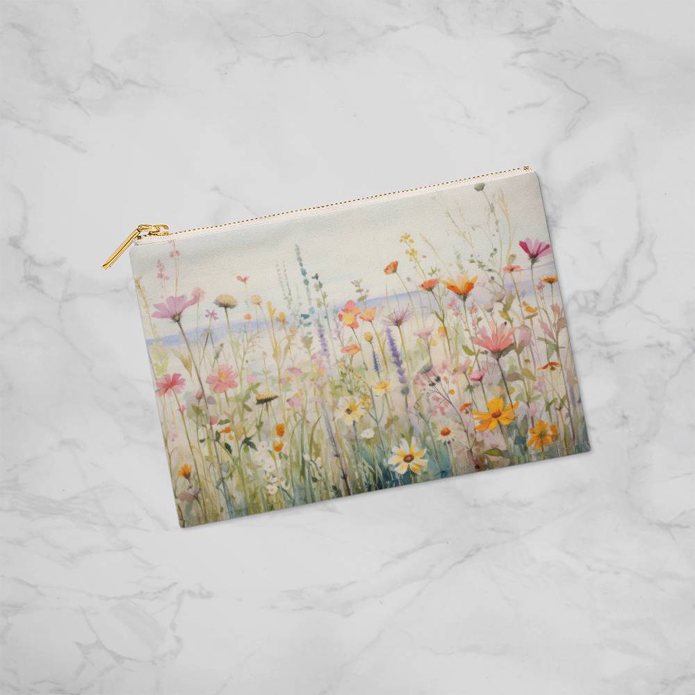 Wildflower Beach Large Fabric Zippered Pouch