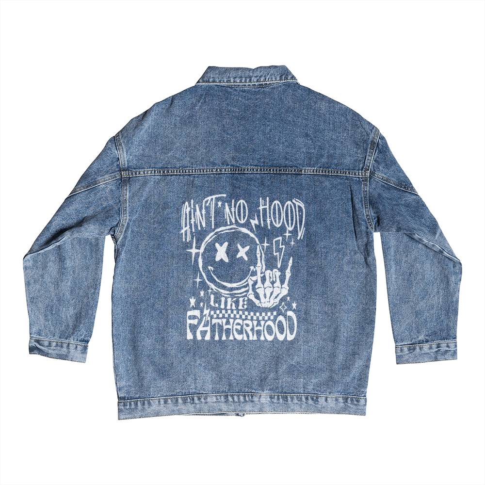 Ain't No Hood Like Fatherhood Men's DTG Denim Jacket