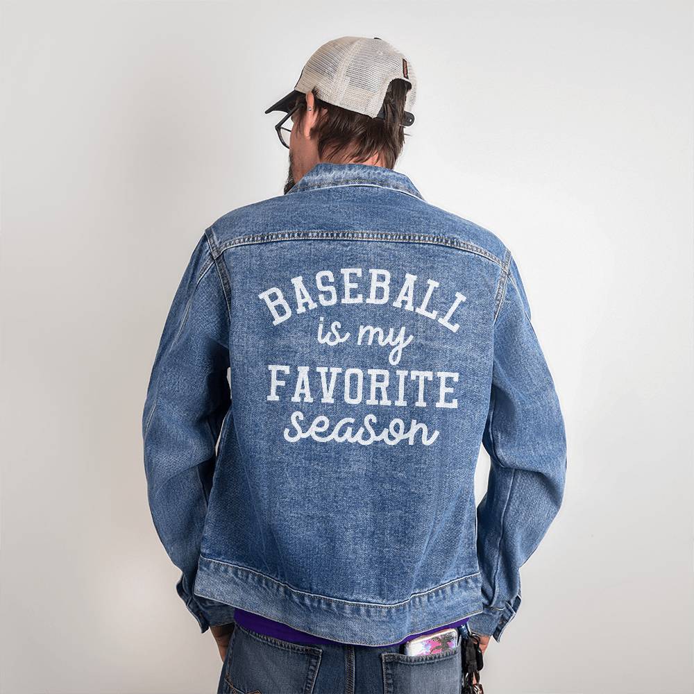 Custom Baseball Is My Favorate Season Men's DTG Denim Jacket