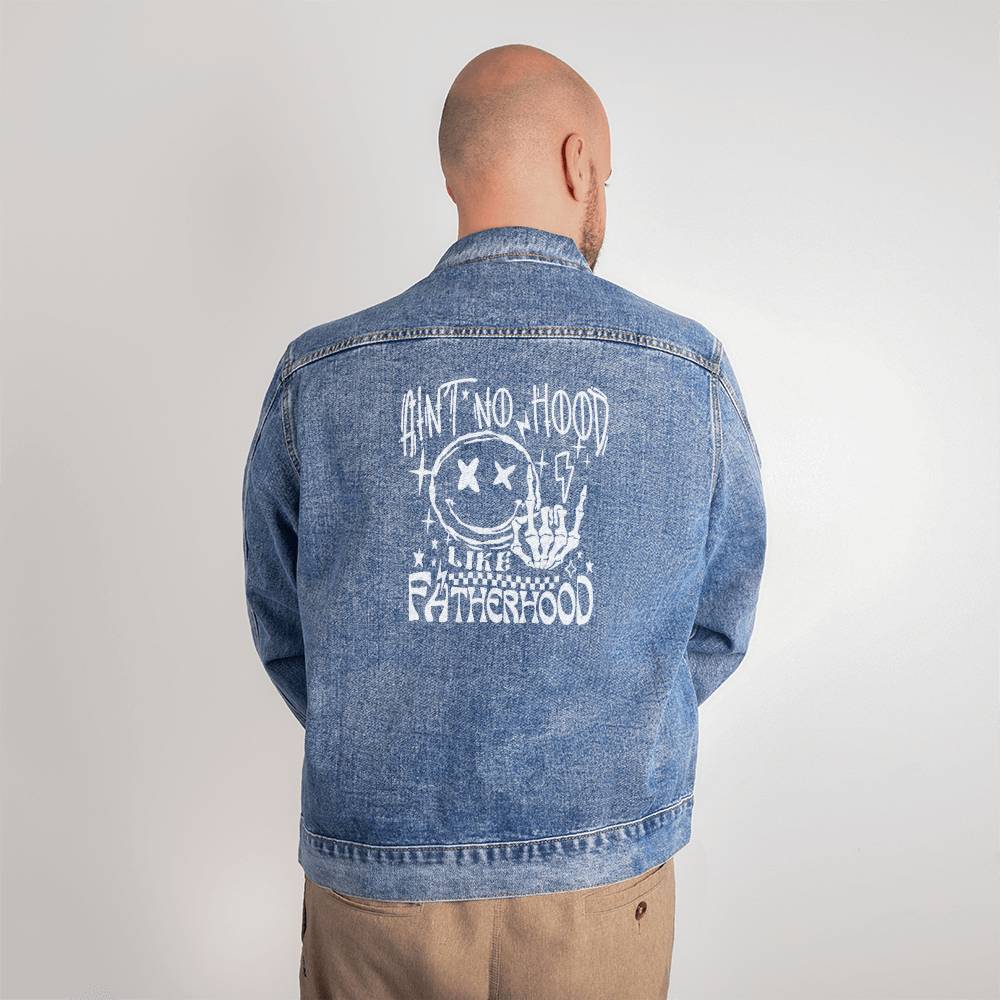 Ain't No Hood Like Fatherhood Men's DTG Denim Jacket