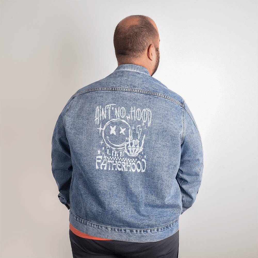 Ain't No Hood Like Fatherhood Men's DTG Denim Jacket