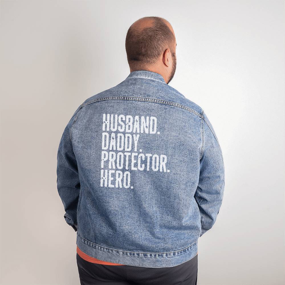 Husband Daddy Protector Hero Men's DTG Denim Jacket