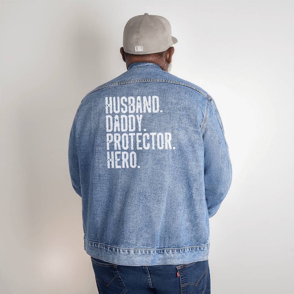 Husband Daddy Protector Hero Men's DTG Denim Jacket
