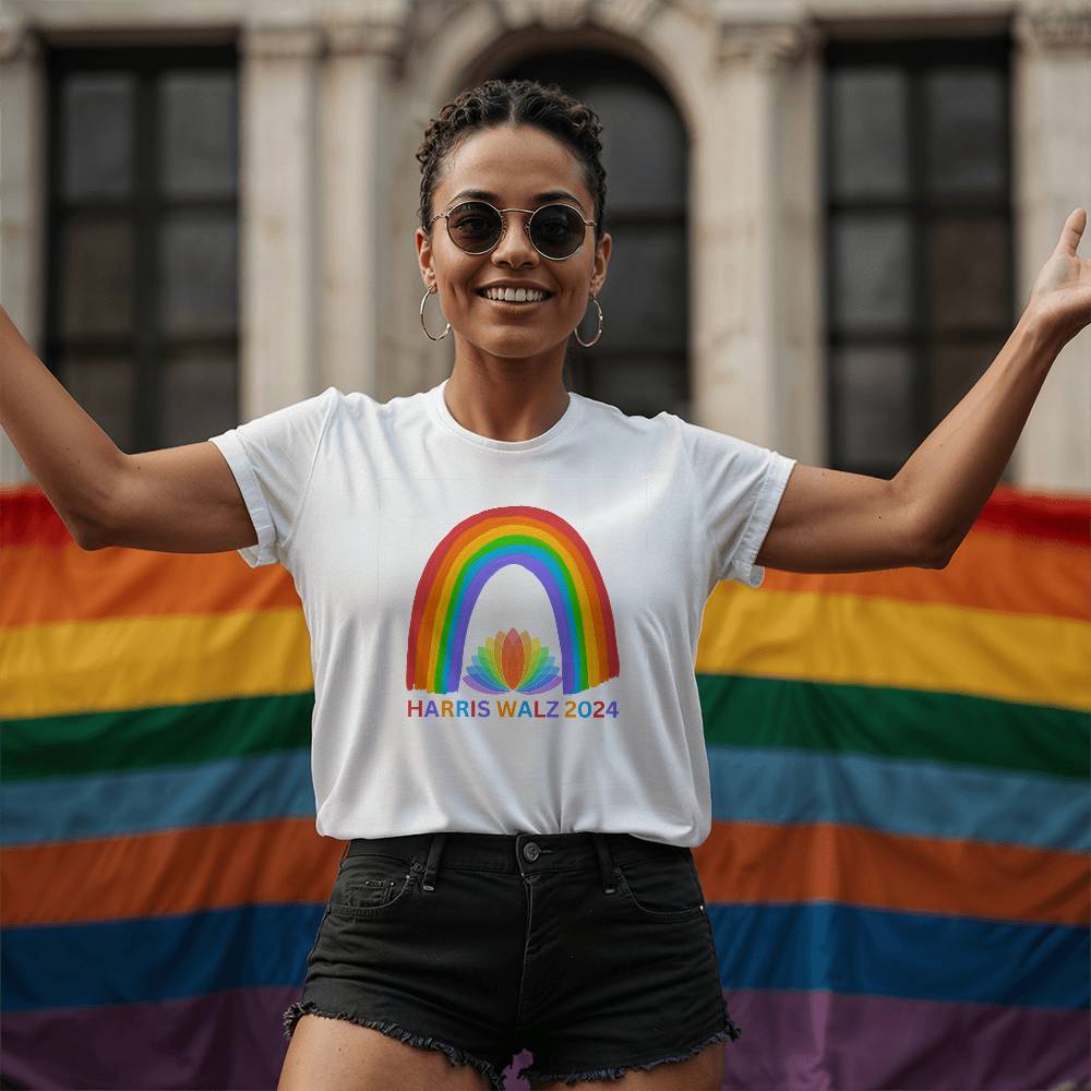 Harris Walz Rainbow Election Bella + Canvas Jersey Tee