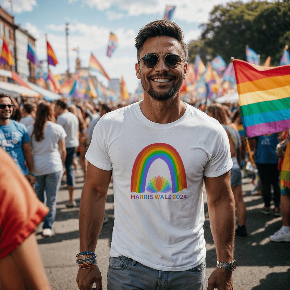 Harris Walz Rainbow Election Bella + Canvas Jersey Tee