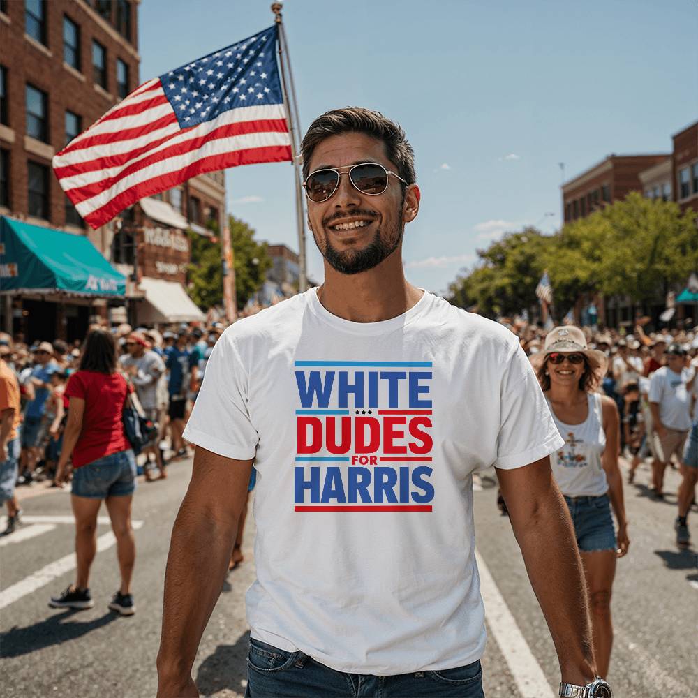 White Dudes For Harris Election Bella + Canvas Jersey Tee,