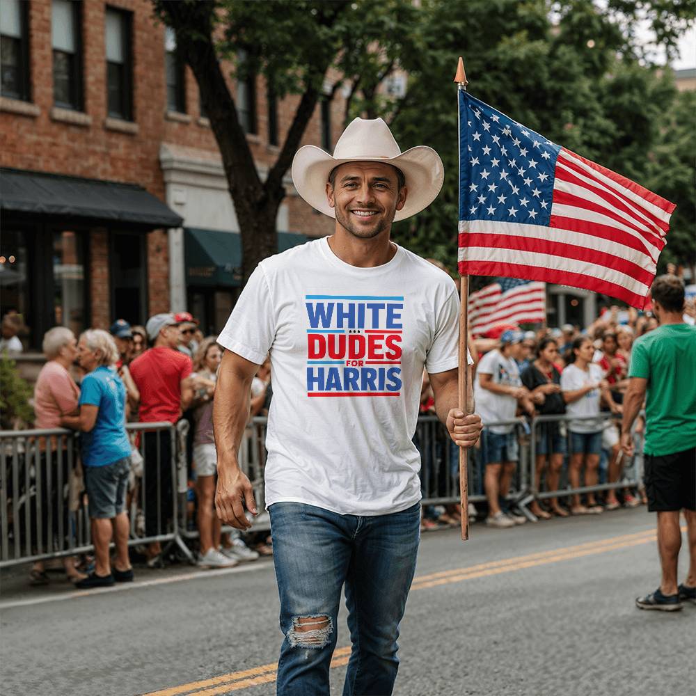 White Dudes For Harris Election Bella + Canvas Jersey Tee,