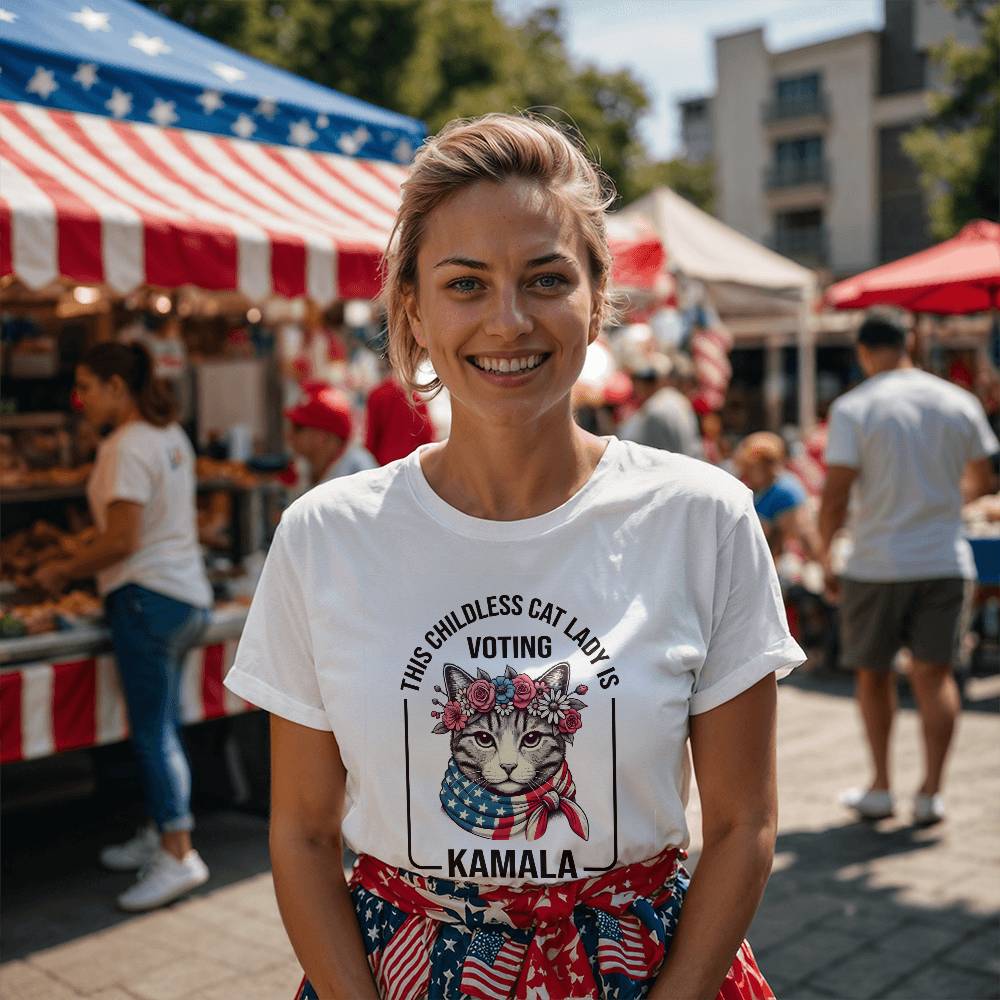 Childless Cat Lady Harris Election Bella + Canvas Jersey Tee