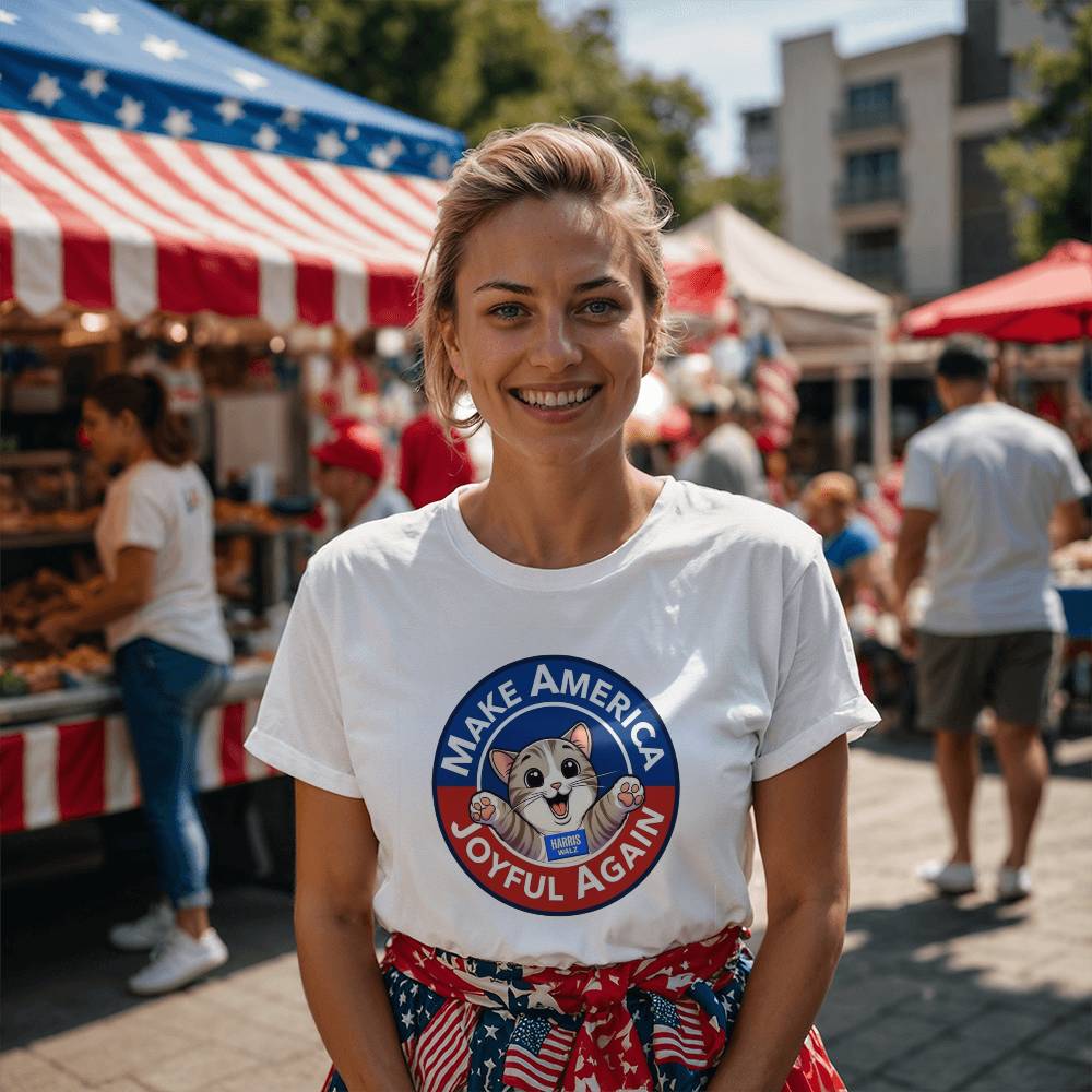 Make America Joyful Again Harris Walz Election Bella + Canvas Jersey Tee