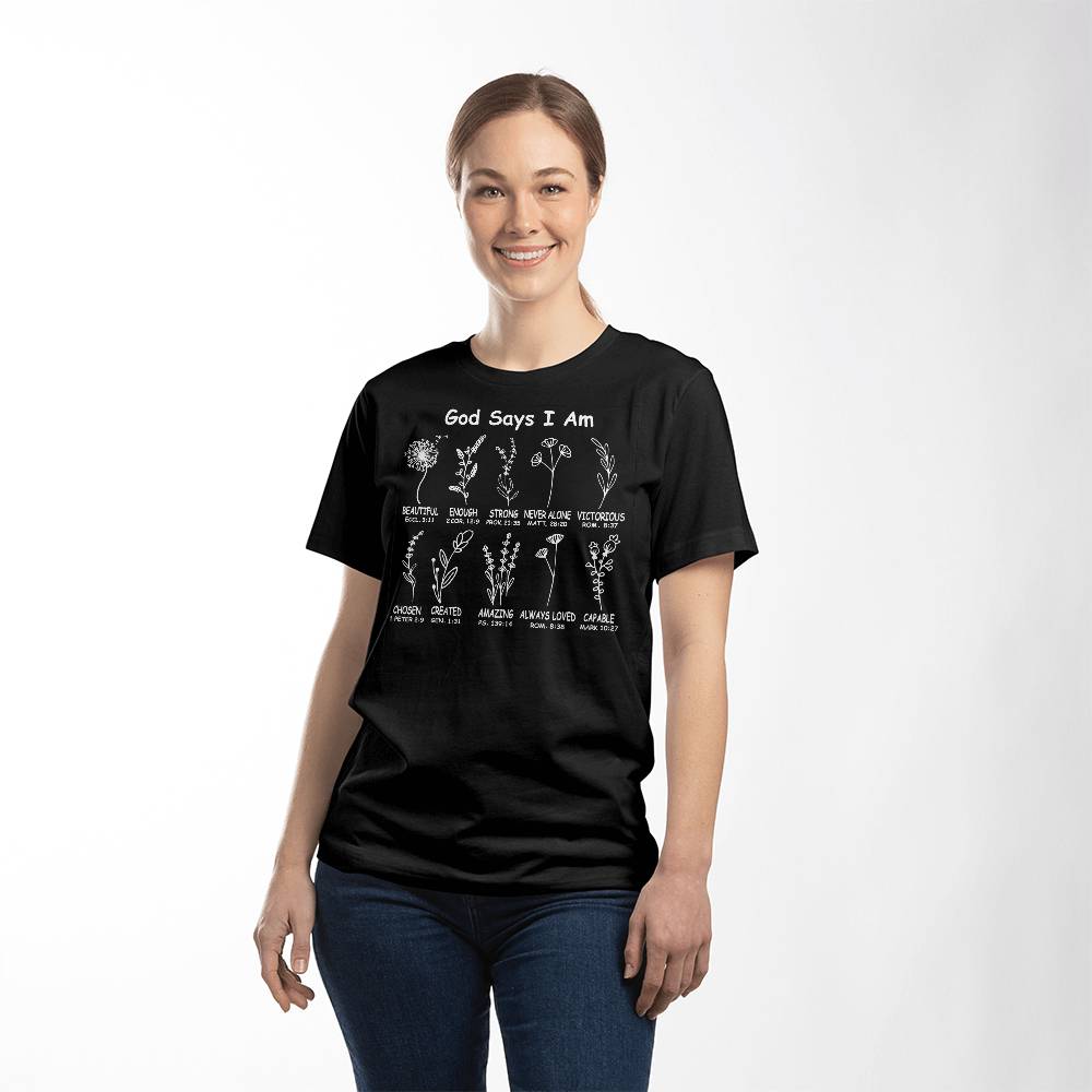 God Says I Am Bella + Canvas Jersey Tee