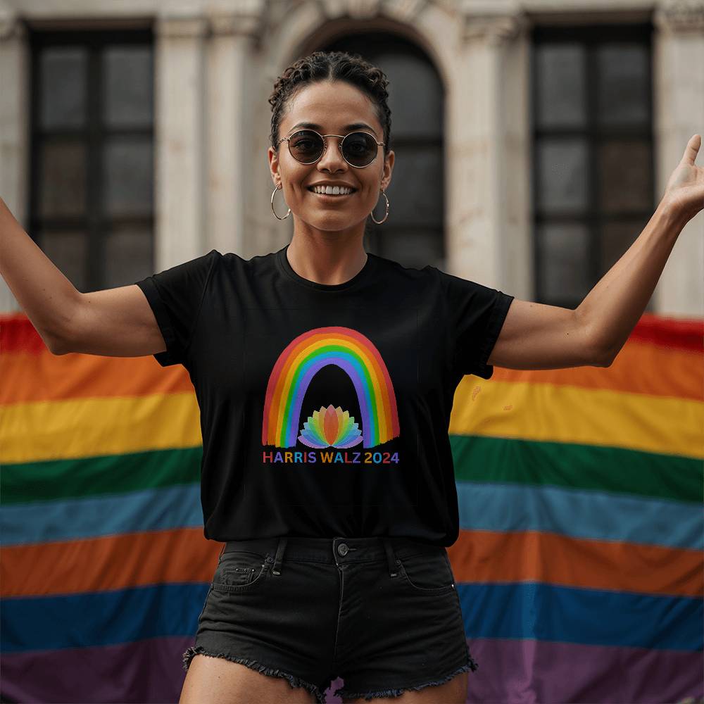 Harris Walz Rainbow Election Bella + Canvas Jersey Tee