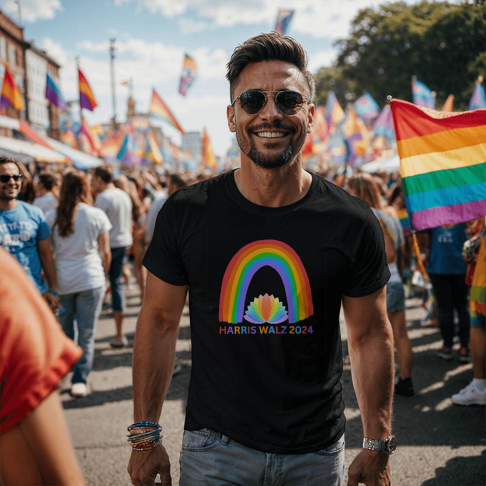 Harris Walz Rainbow Election Bella + Canvas Jersey Tee