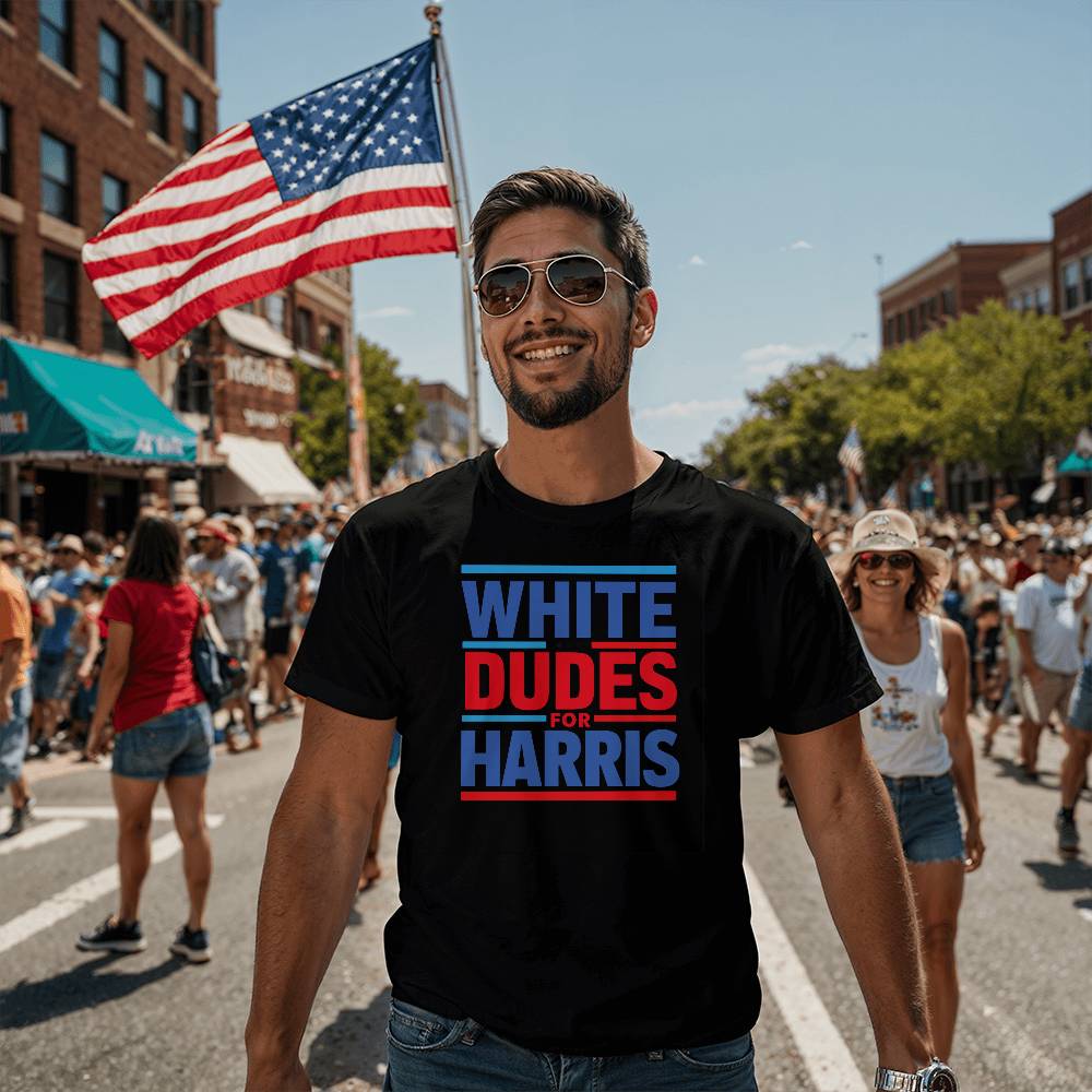 White Dudes For Harris Election Bella + Canvas Jersey Tee,
