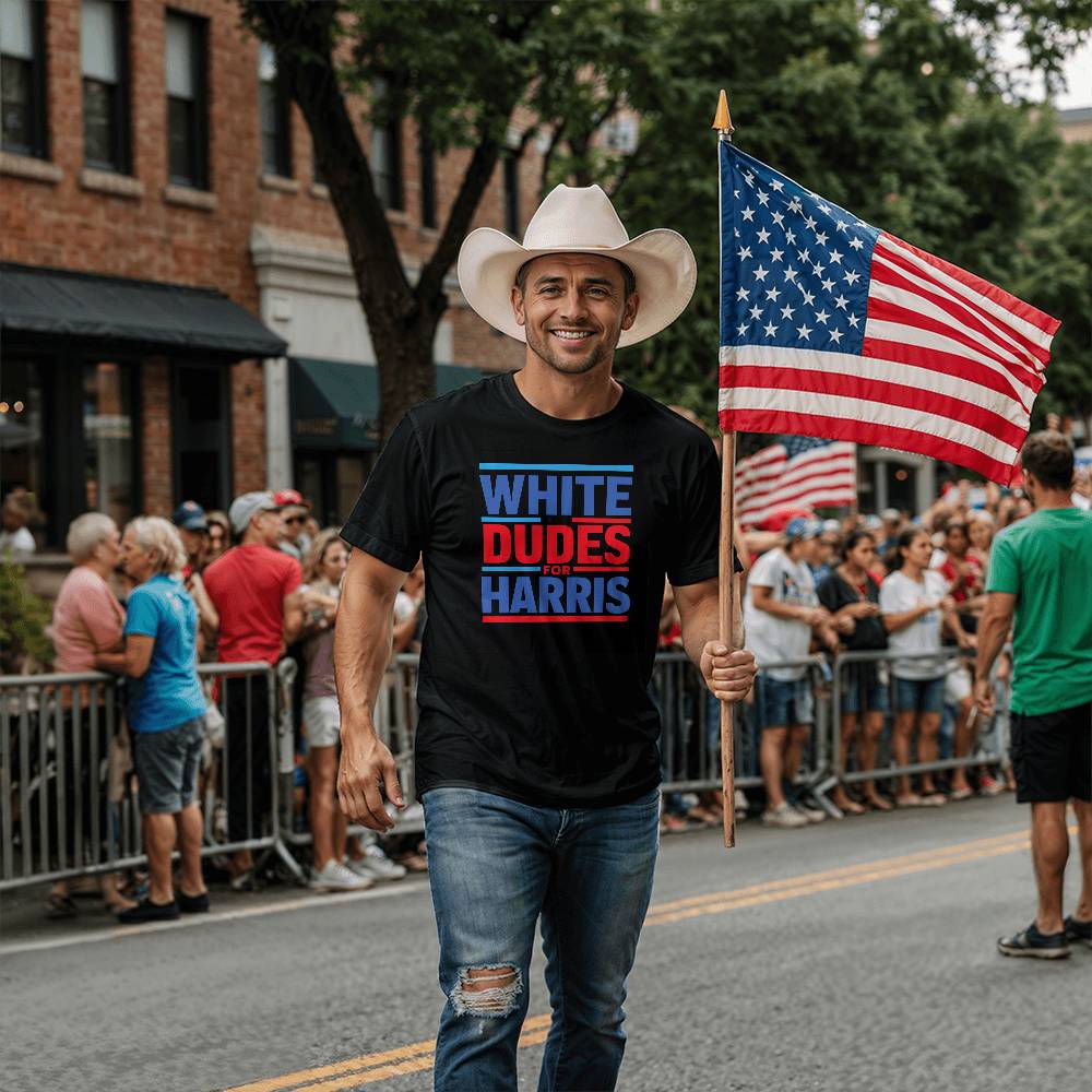 White Dudes For Harris Election Bella + Canvas Jersey Tee,
