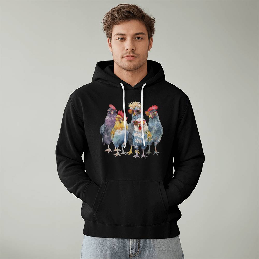 Funny Chickens Pullover Fleece Hoodie Bella + Canvas 3719 Pullover Fleece Hoodie