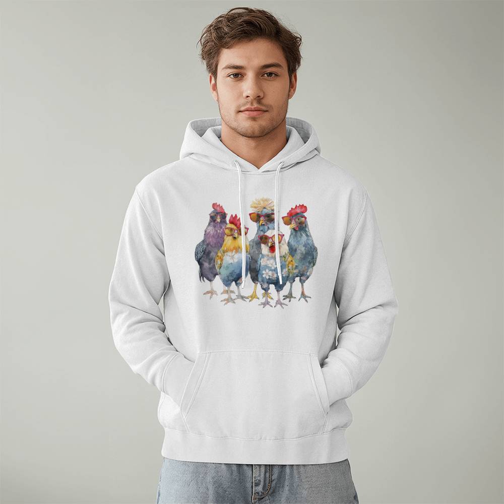 Funny Chickens Pullover Fleece Hoodie Bella + Canvas 3719 Pullover Fleece Hoodie
