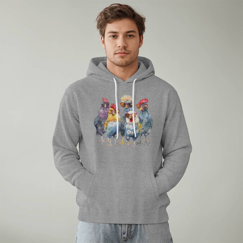 Funny Chickens Pullover Fleece Hoodie Bella + Canvas 3719 Pullover Fleece Hoodie