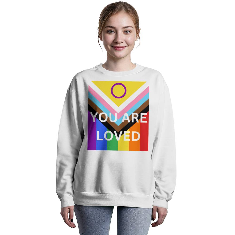 PRIDE Flag You Are Loved Bella + Canvas 3945 Unisex Crewneck