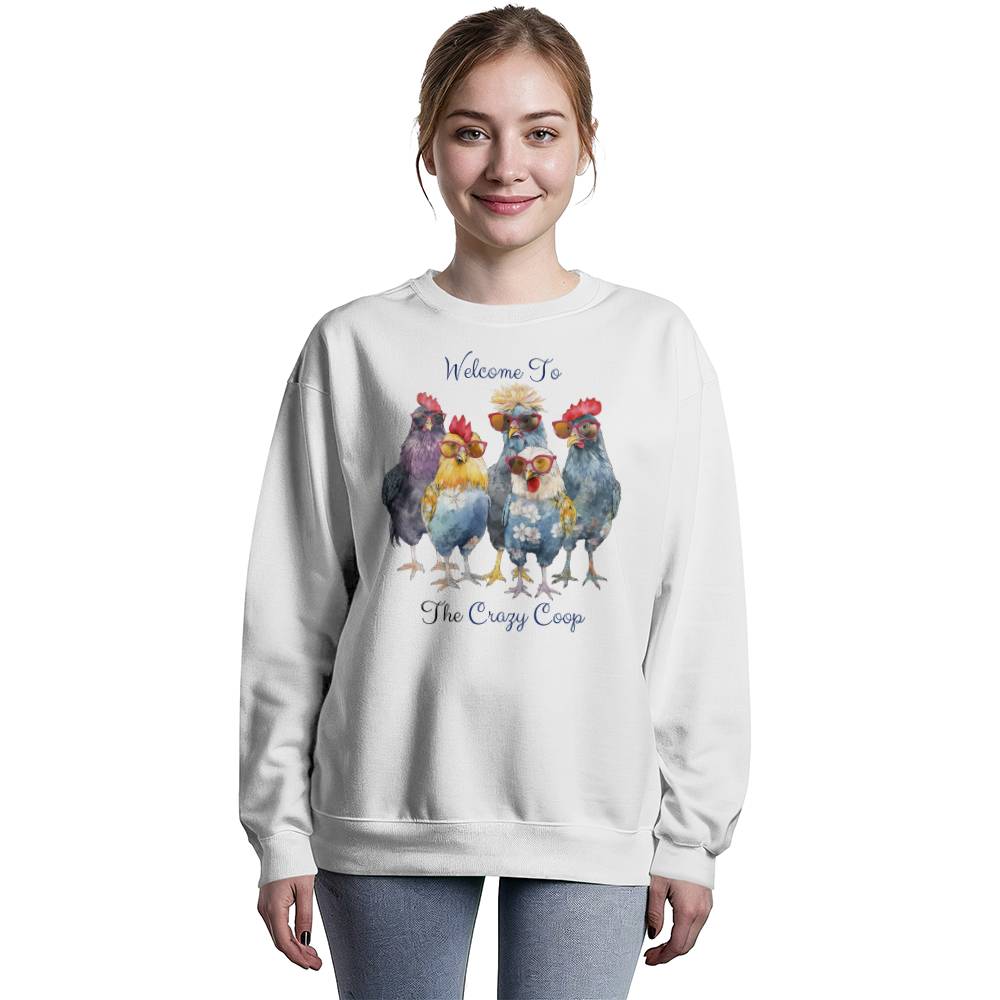 Welcome To The Crazy Chicken Coop Unisex Crewneck Sweatshirt Bella + Canvas 3945