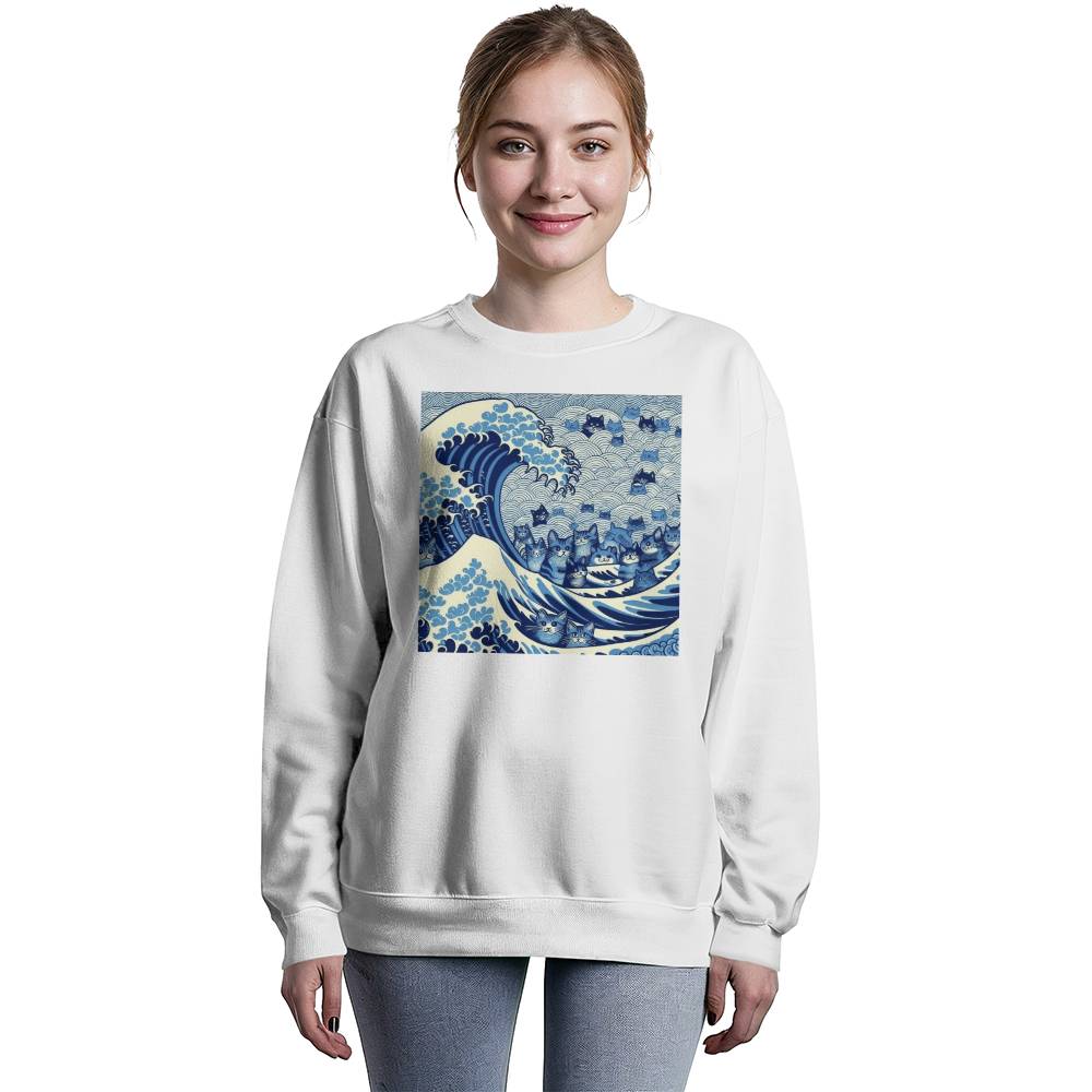 Harris Walz 2024 Election Cat Blue Wave Bella + Canvas Unisex Crewneck