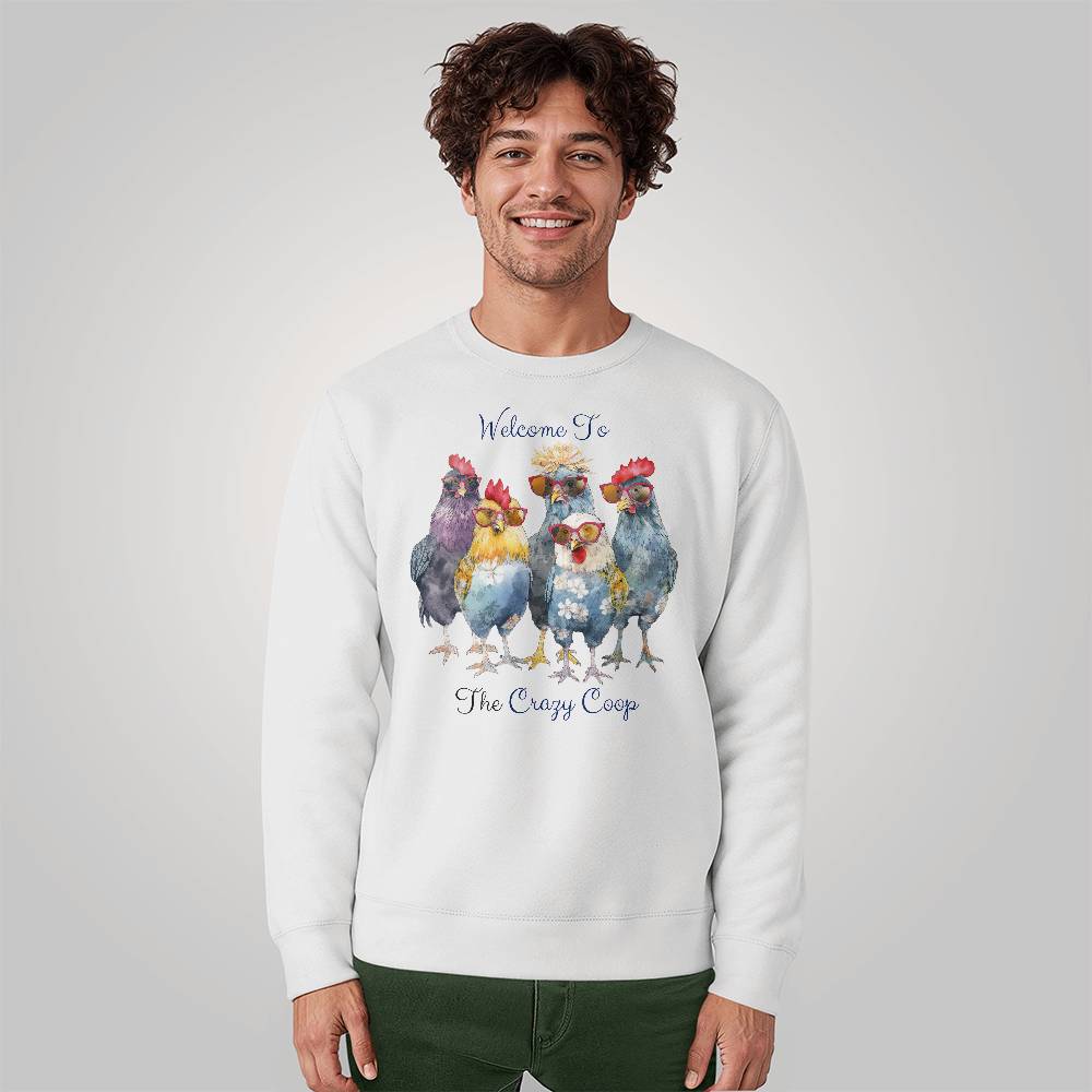 Welcome To The Crazy Chicken Coop Unisex Crewneck Sweatshirt Bella + Canvas 3945
