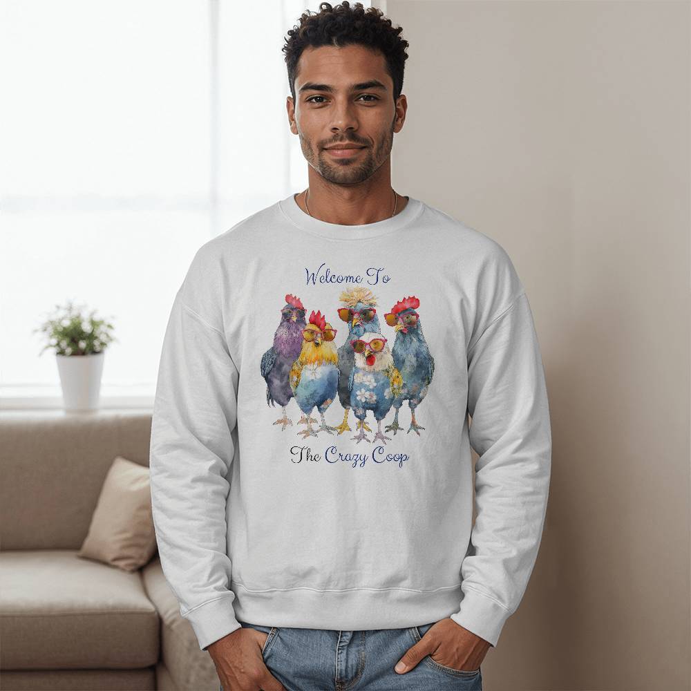 Welcome To The Crazy Chicken Coop Unisex Crewneck Sweatshirt Bella + Canvas 3945