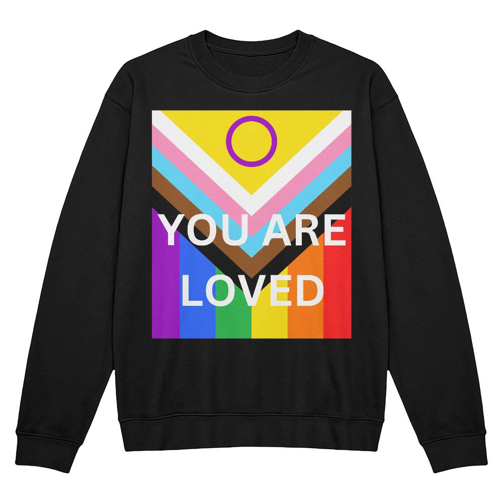 PRIDE Flag You Are Loved Bella + Canvas 3945 Unisex Crewneck