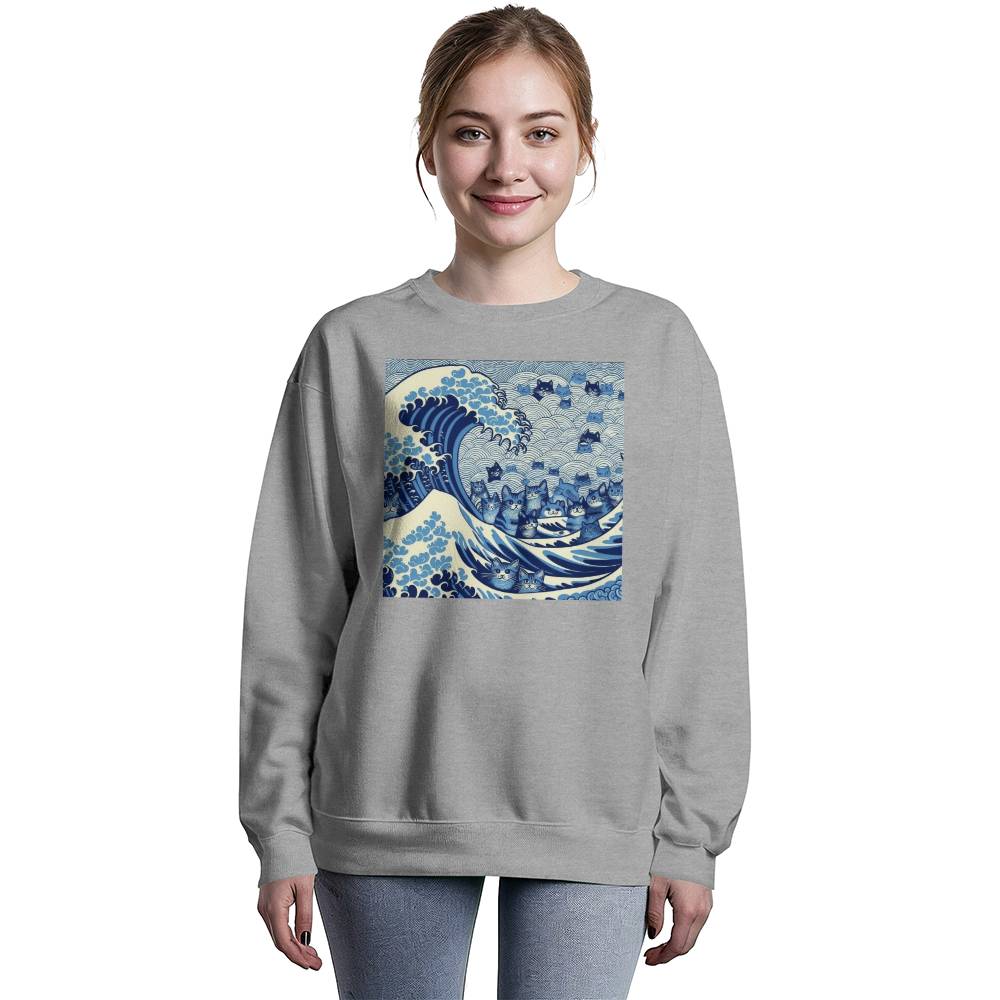 Harris Walz 2024 Election Cat Blue Wave Bella + Canvas Unisex Crewneck