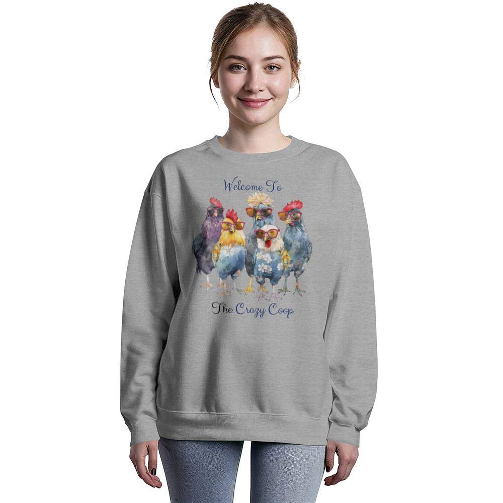 Welcome To The Crazy Chicken Coop Unisex Crewneck Sweatshirt Bella + Canvas 3945