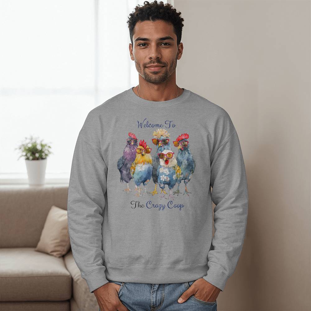 Welcome To The Crazy Chicken Coop Unisex Crewneck Sweatshirt Bella + Canvas 3945