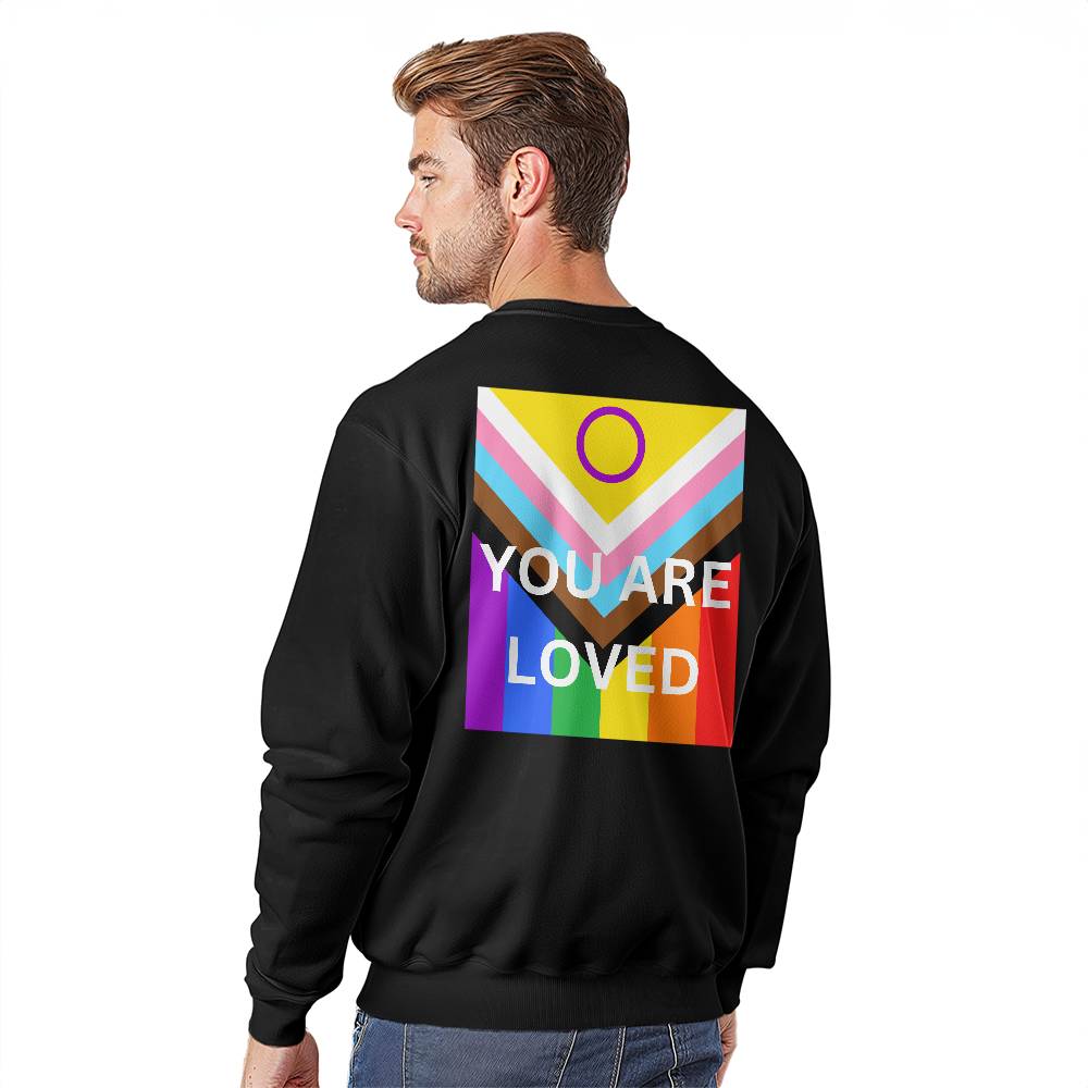 PRIDE Flag You Are Loved Bella + Canvas 3945 Unisex Crewneck