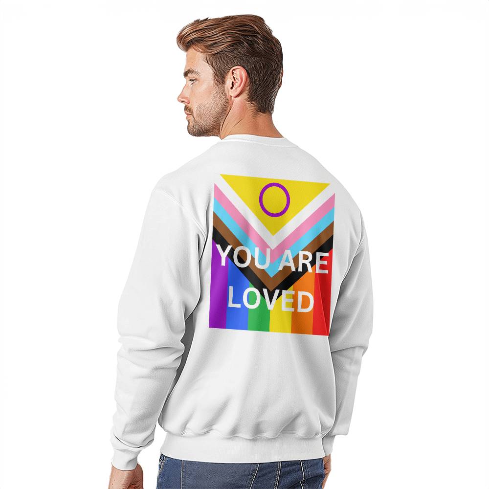 PRIDE Flag You Are Loved Bella + Canvas 3945 Unisex Crewneck