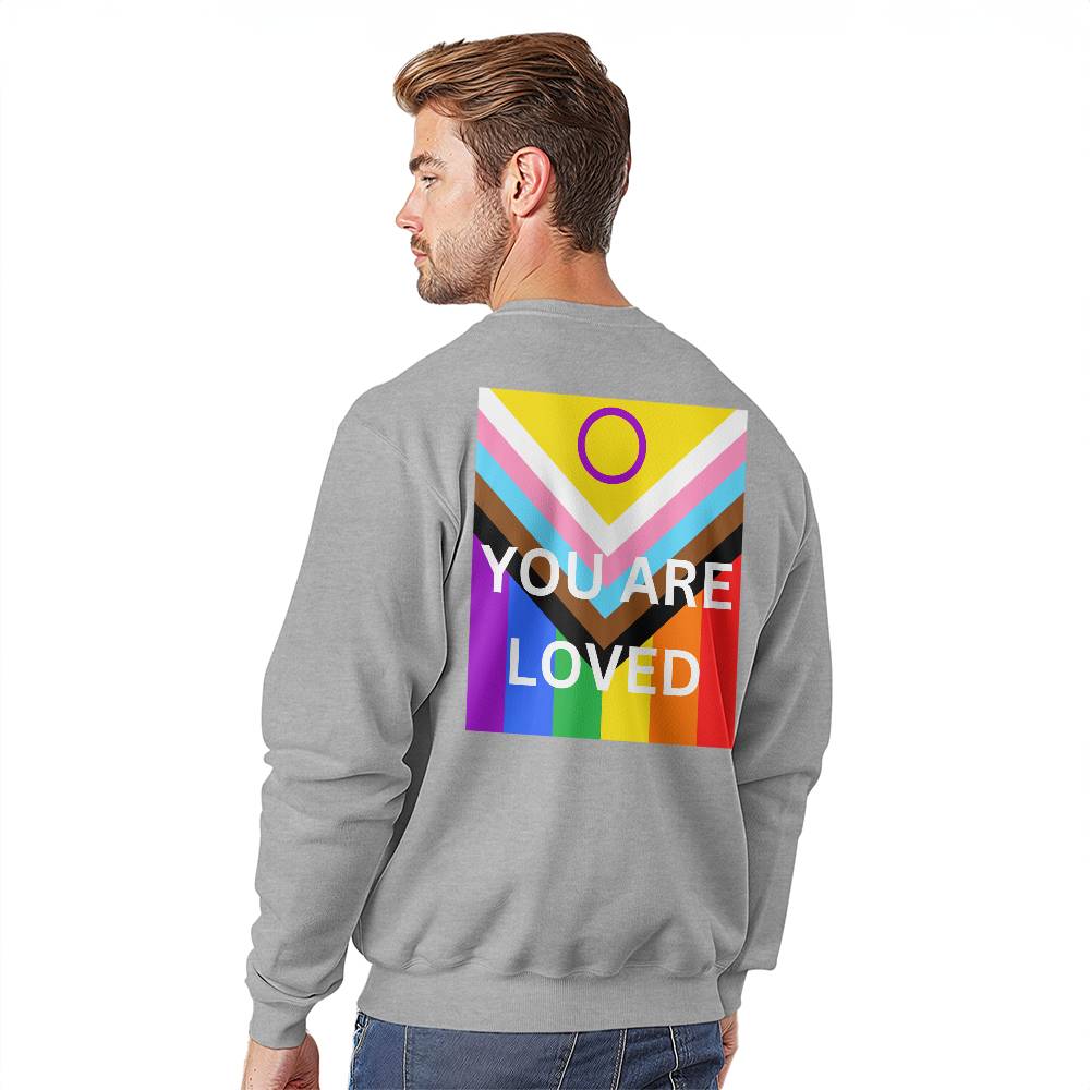 PRIDE Flag You Are Loved Bella + Canvas 3945 Unisex Crewneck