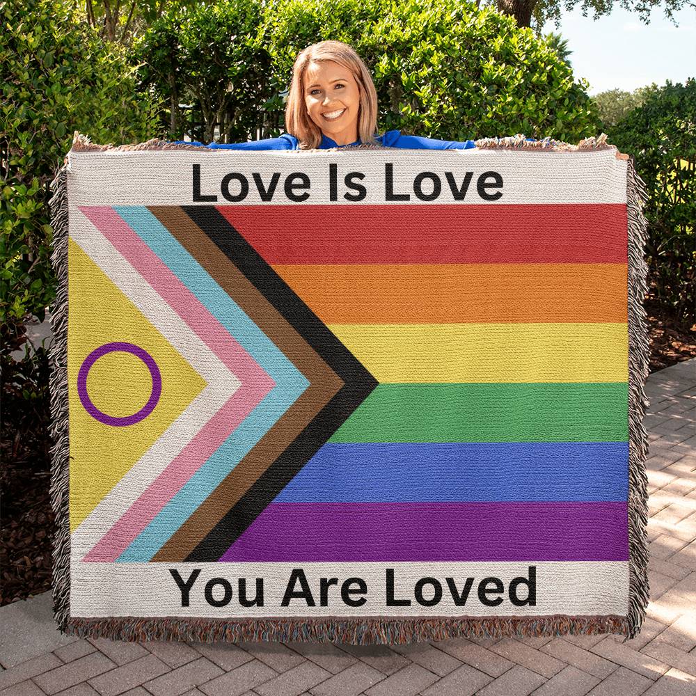 PRIDE Flag You Are Loved Heirloom Artwork Woven Blanket