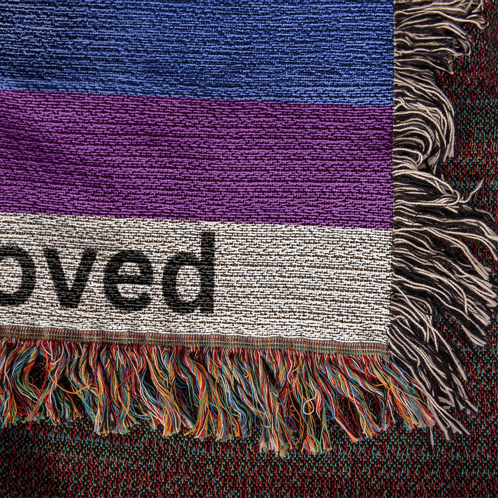 PRIDE Flag You Are Loved Heirloom Artwork Woven Blanket