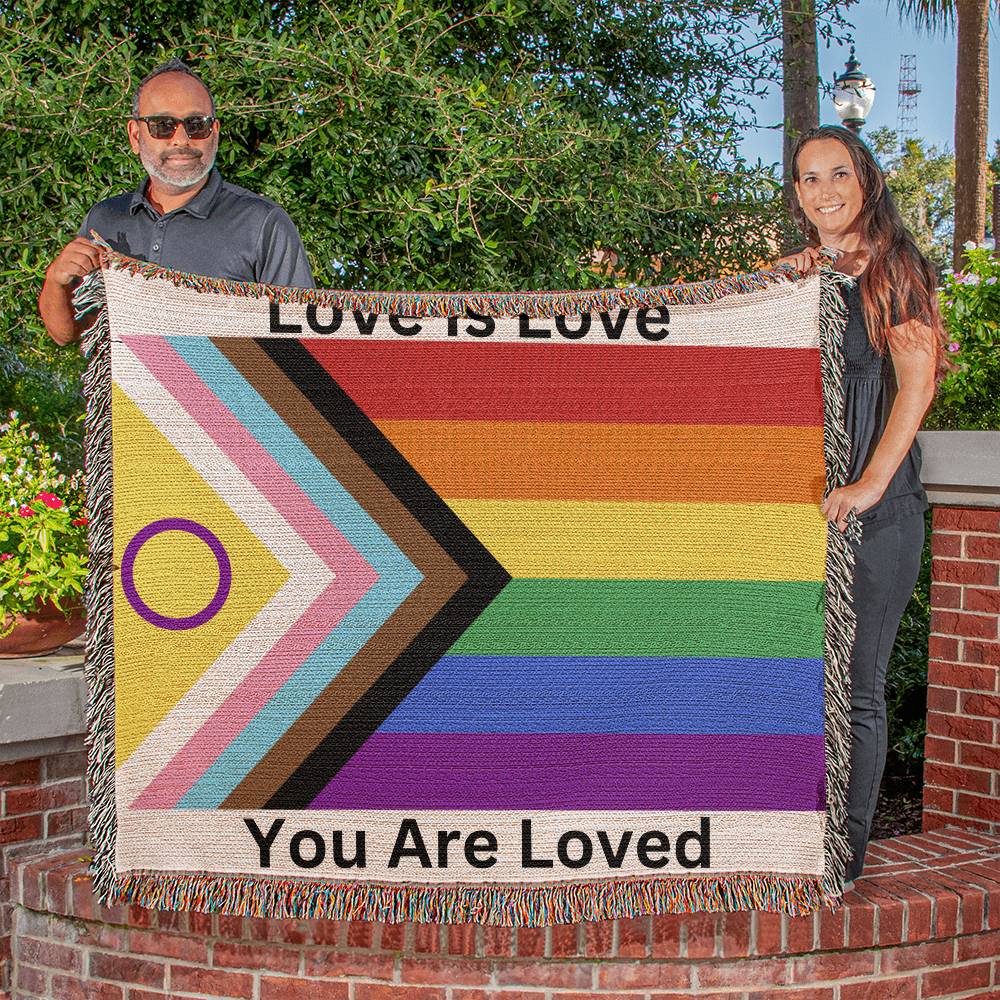 PRIDE Flag You Are Loved Heirloom Artwork Woven Blanket