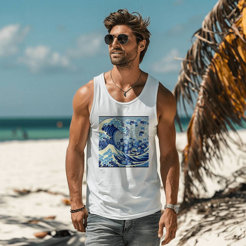 Harris Walz 2024 Election Cat Blue Wave Bella + Canvas 3480 Unisex Jersey Tank