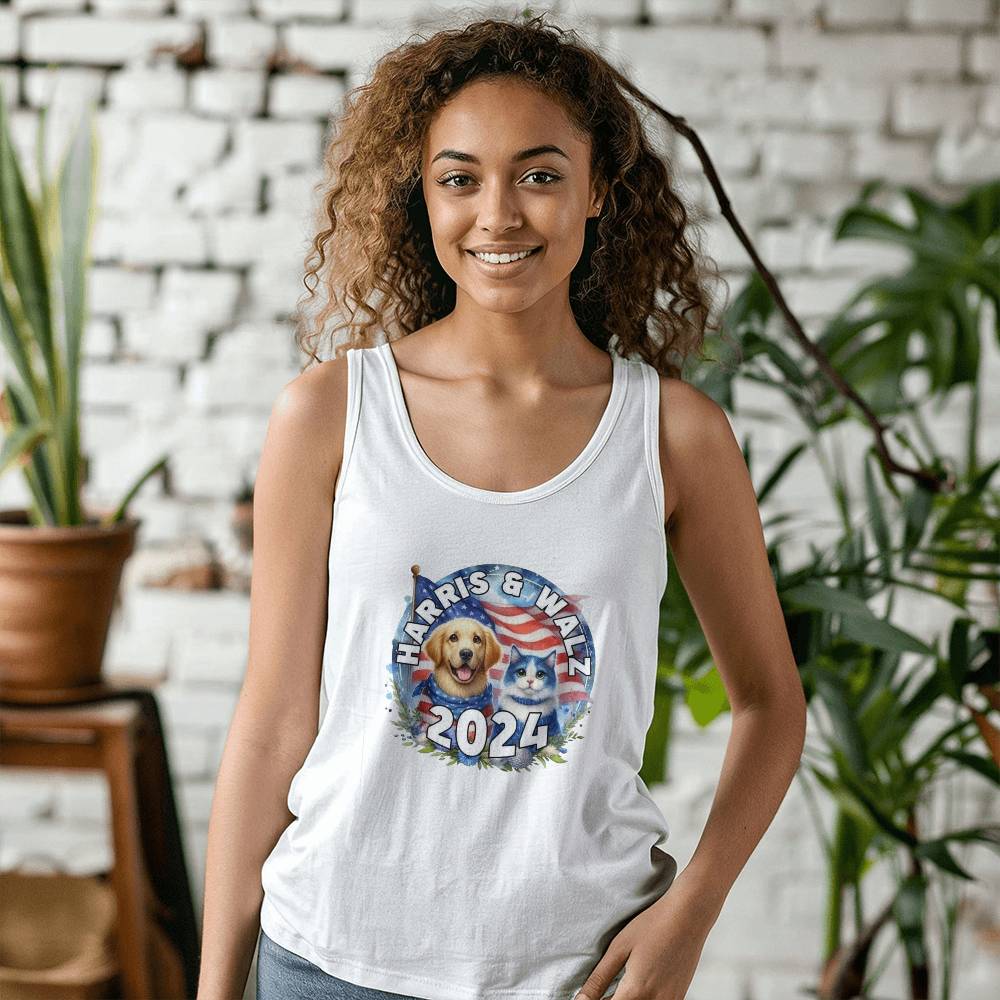 Cat & Dog Harris Walz Election Bella + Canvas 3480 Unisex Jersey Tank