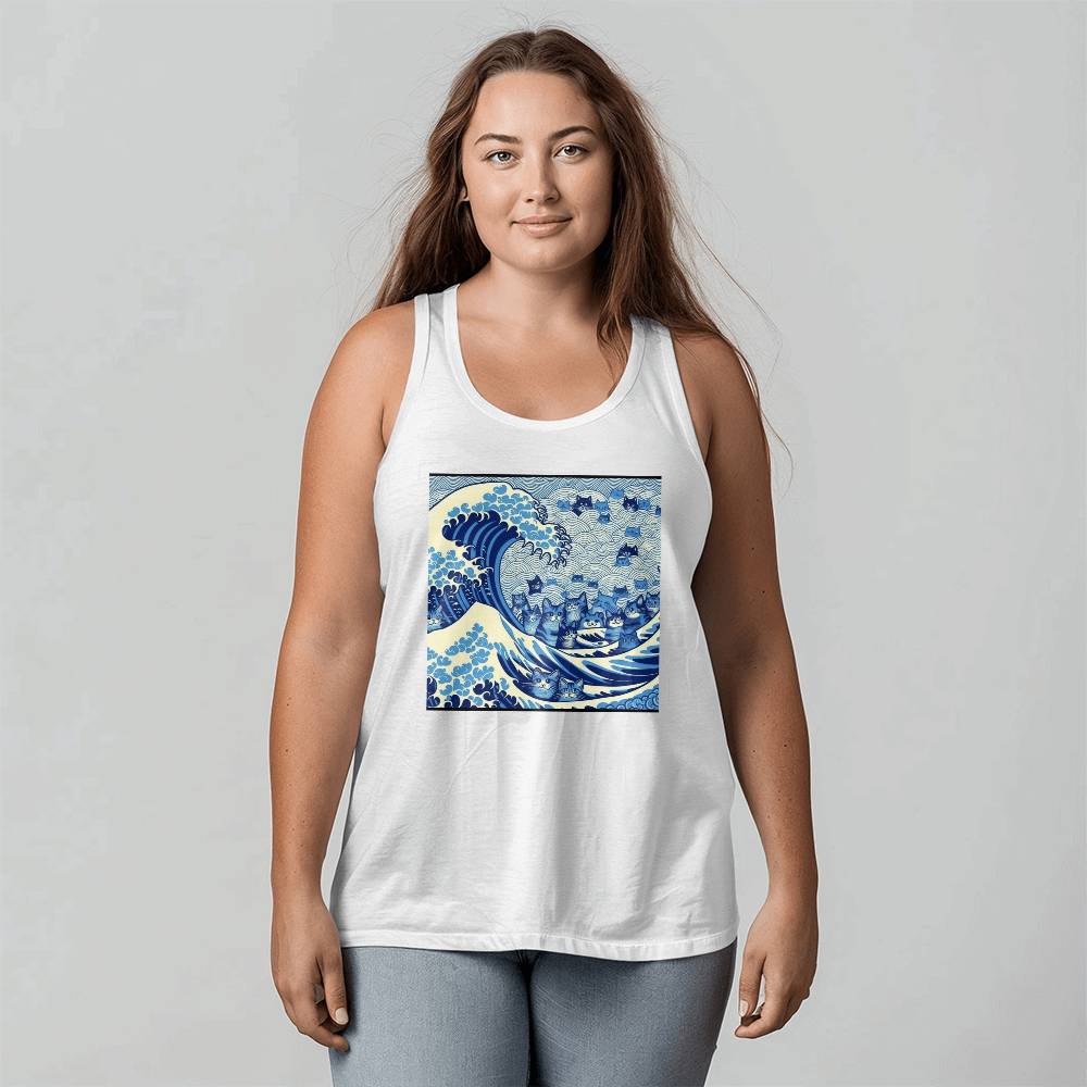 Harris Walz 2024 Election Cat Blue Wave Bella + Canvas 3480 Unisex Jersey Tank