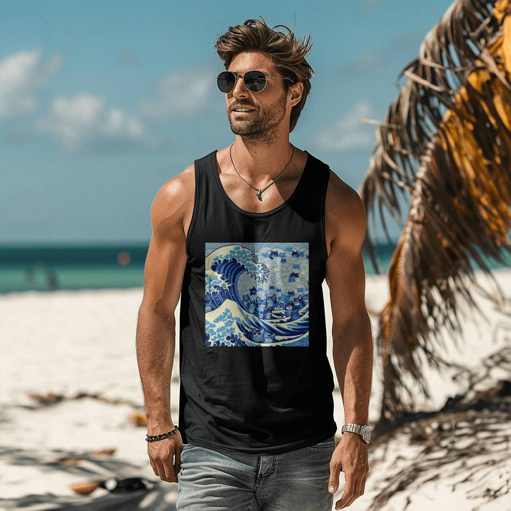 Harris Walz 2024 Election Cat Blue Wave Bella + Canvas 3480 Unisex Jersey Tank