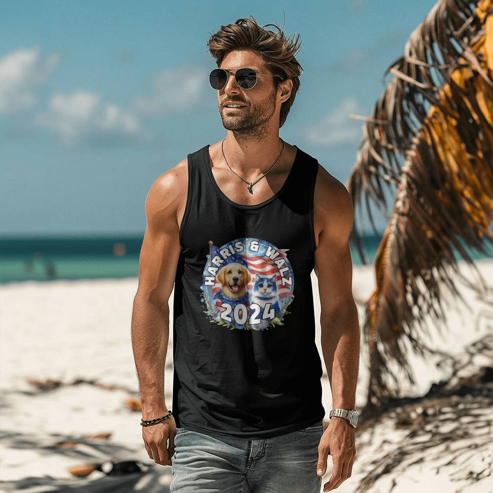 Cat & Dog Harris Walz Election Bella + Canvas 3480 Unisex Jersey Tank