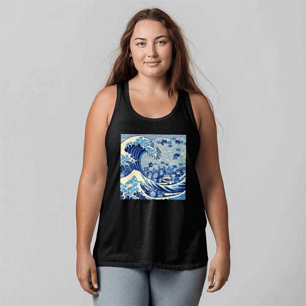 Harris Walz 2024 Election Cat Blue Wave Bella + Canvas 3480 Unisex Jersey Tank