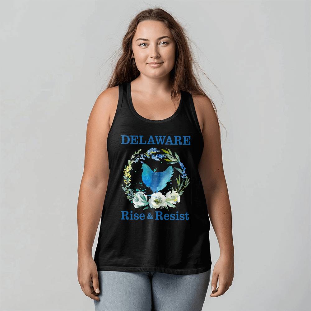 Delaware Blue Hen Rise & Resist, Resistance, Bella + Canvas Unisex Jersey Tank