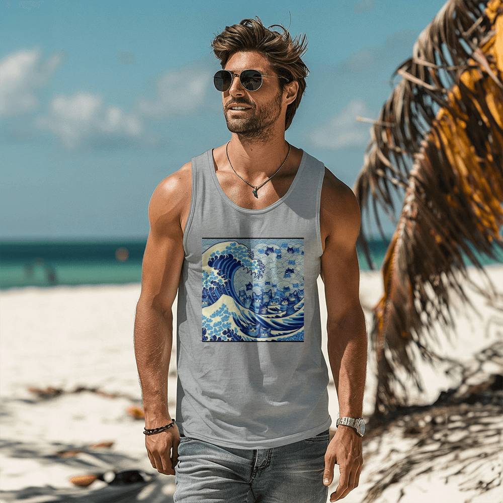 Harris Walz 2024 Election Cat Blue Wave Bella + Canvas 3480 Unisex Jersey Tank