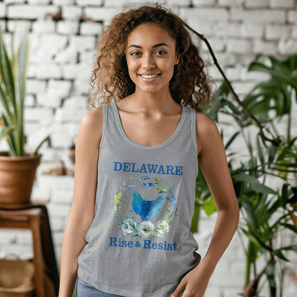 Delaware Blue Hen Rise & Resist, Resistance, Bella + Canvas Unisex Jersey Tank