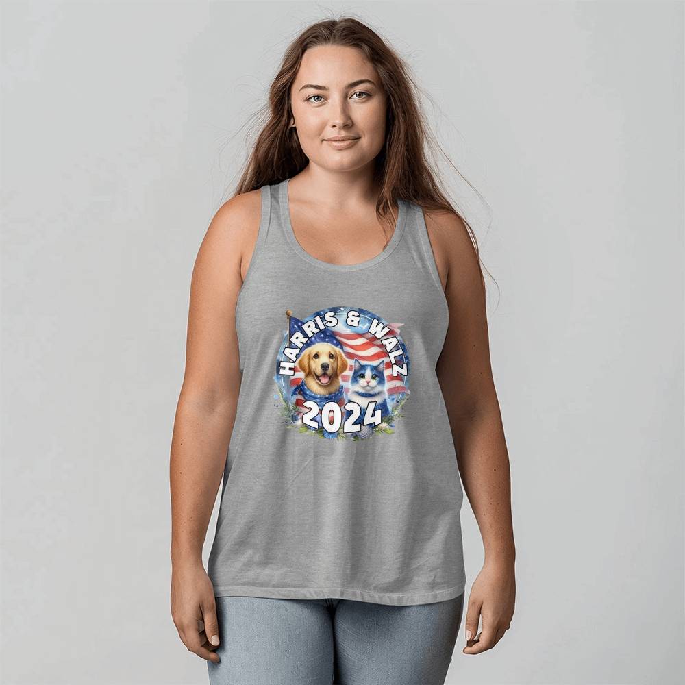 Cat & Dog Harris Walz Election Bella + Canvas 3480 Unisex Jersey Tank