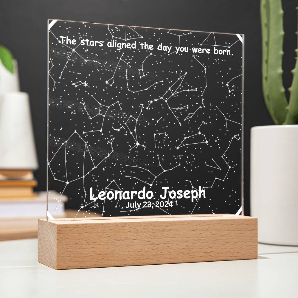 Birthdate Star Map The Stars Aligned The Day You Were Born LED Lighted Acrylic Plaque