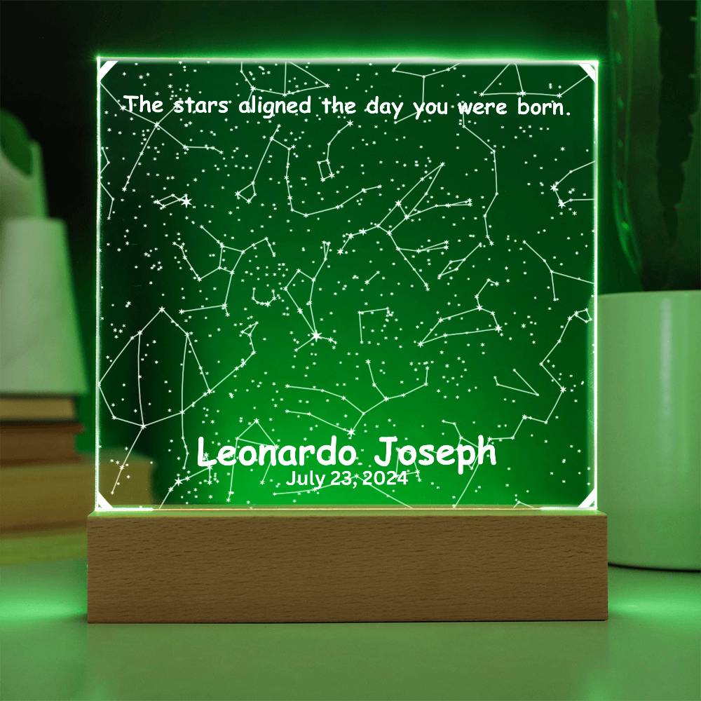 Birthdate Star Map The Stars Aligned The Day You Were Born LED Lighted Acrylic Plaque