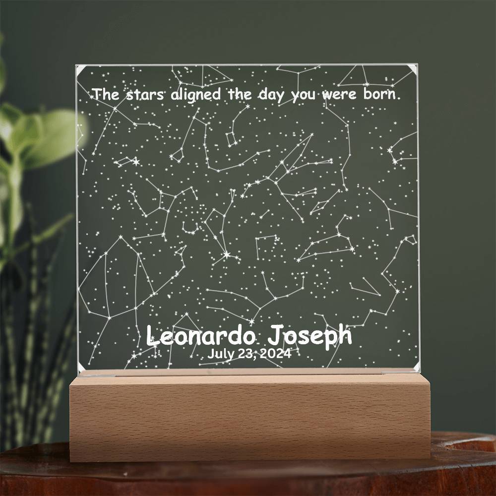 Birthdate Star Map The Stars Aligned The Day You Were Born LED Lighted Acrylic Plaque