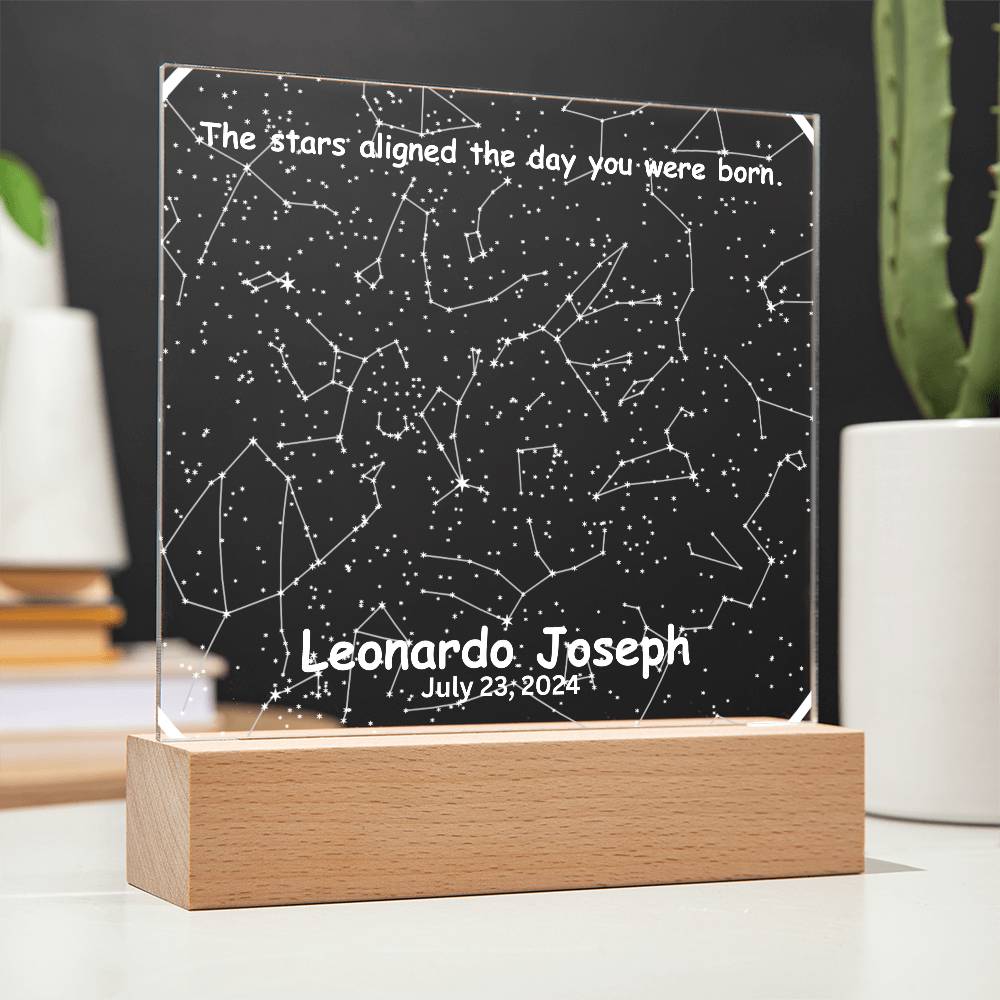 Birthdate Star Map The Stars Aligned The Day You Were Born LED Lighted Acrylic Plaque